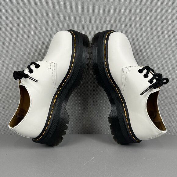 Dr Doc Martens Shoes 1461 Quad Platform Smooth Leather Air Wair Womens 7 White - Picture 5 of 9